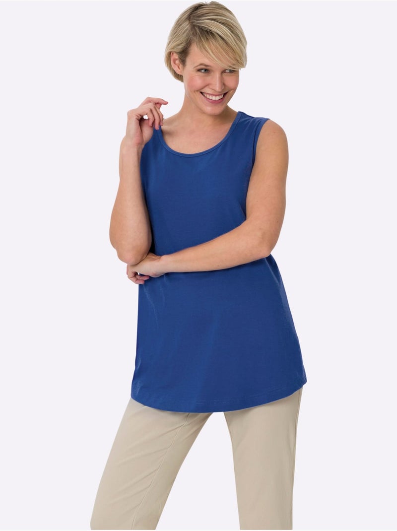 Débardeur long à encolure ronde et larges bretelles - Taille standard - Moda Vilona Bleu roi - Kiabi