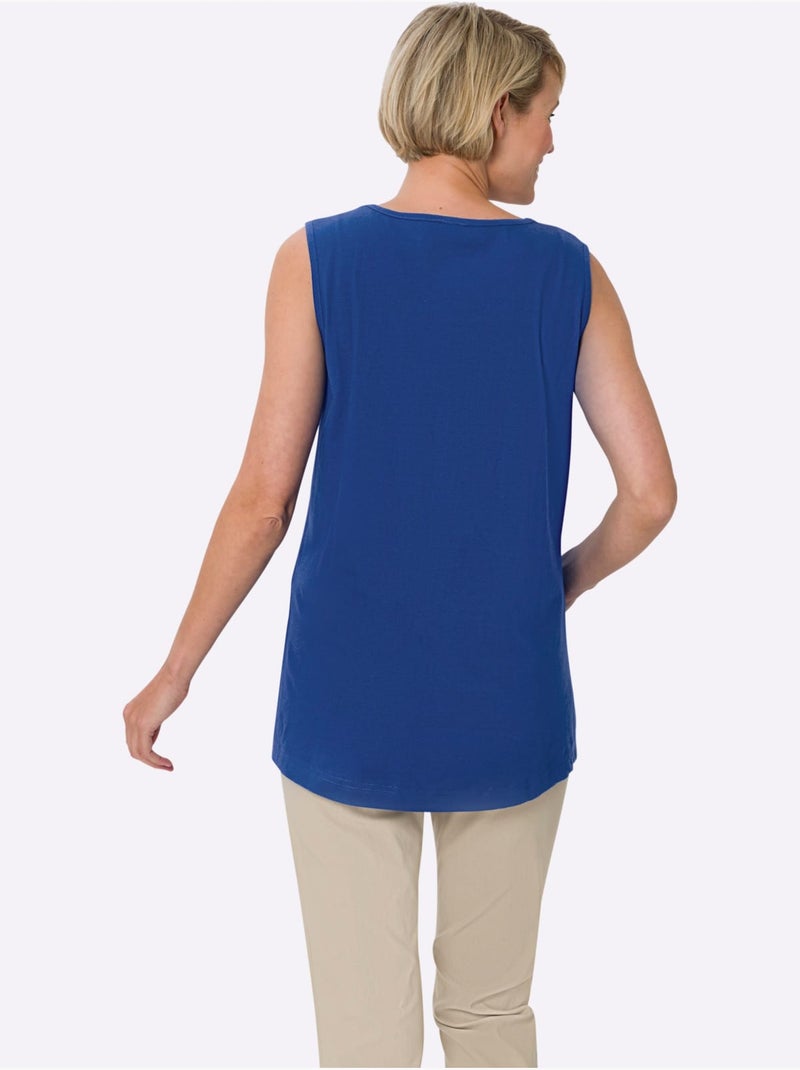 Débardeur long à encolure ronde et larges bretelles - Taille standard - Moda Vilona Bleu roi - Kiabi