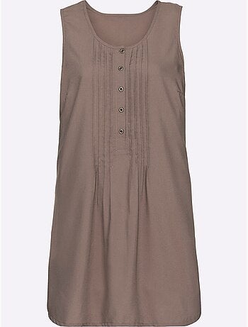 Débardeur long avec col rond et poches latérales cousues - Taille standard - Moda Vilona