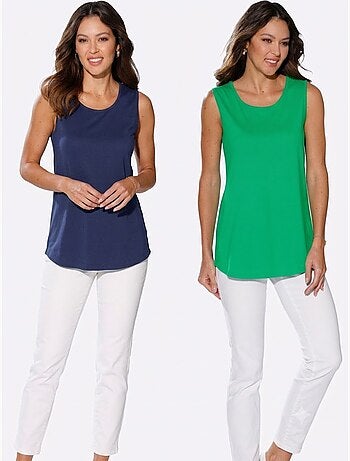 Lot de 2 - Débardeur Long Jolie Coupe Longue Moderne - Taille Standard - Moda Vilona