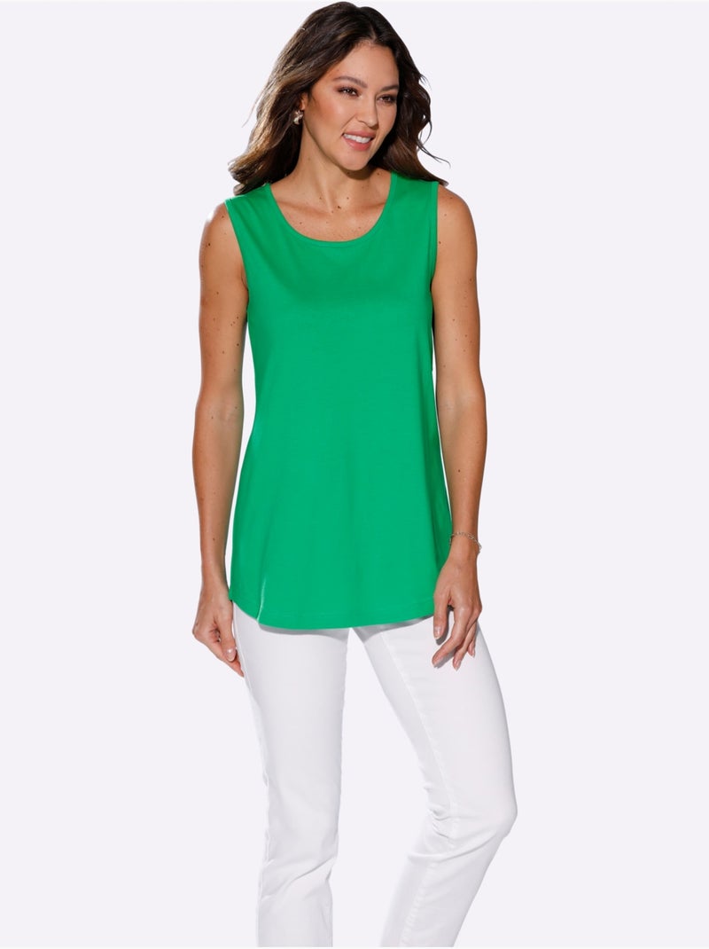 Débardeur long avec encolure ronde et larges bretelles - Taille standard - Moda Vilona Bleu Vert - Kiabi