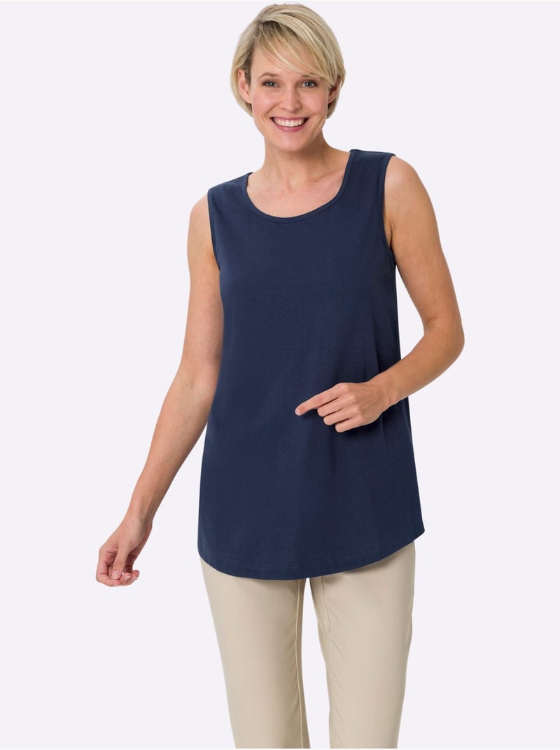 Débardeur long avec encolure ronde et larges bretelles - Taille standard - Moda Vilona Bleu Vert - Kiabi