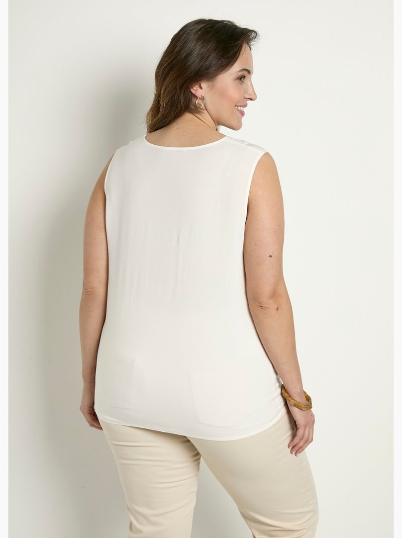 Débardeur long col rond uni ou imprimé Ecru - Kiabi