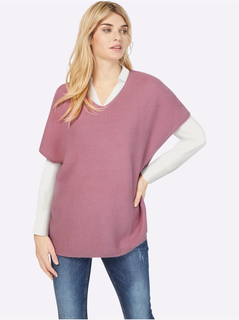 Débardeur Long Mailles à L'envers Tendance - Taille Standard - Helline Rose - Kiabi