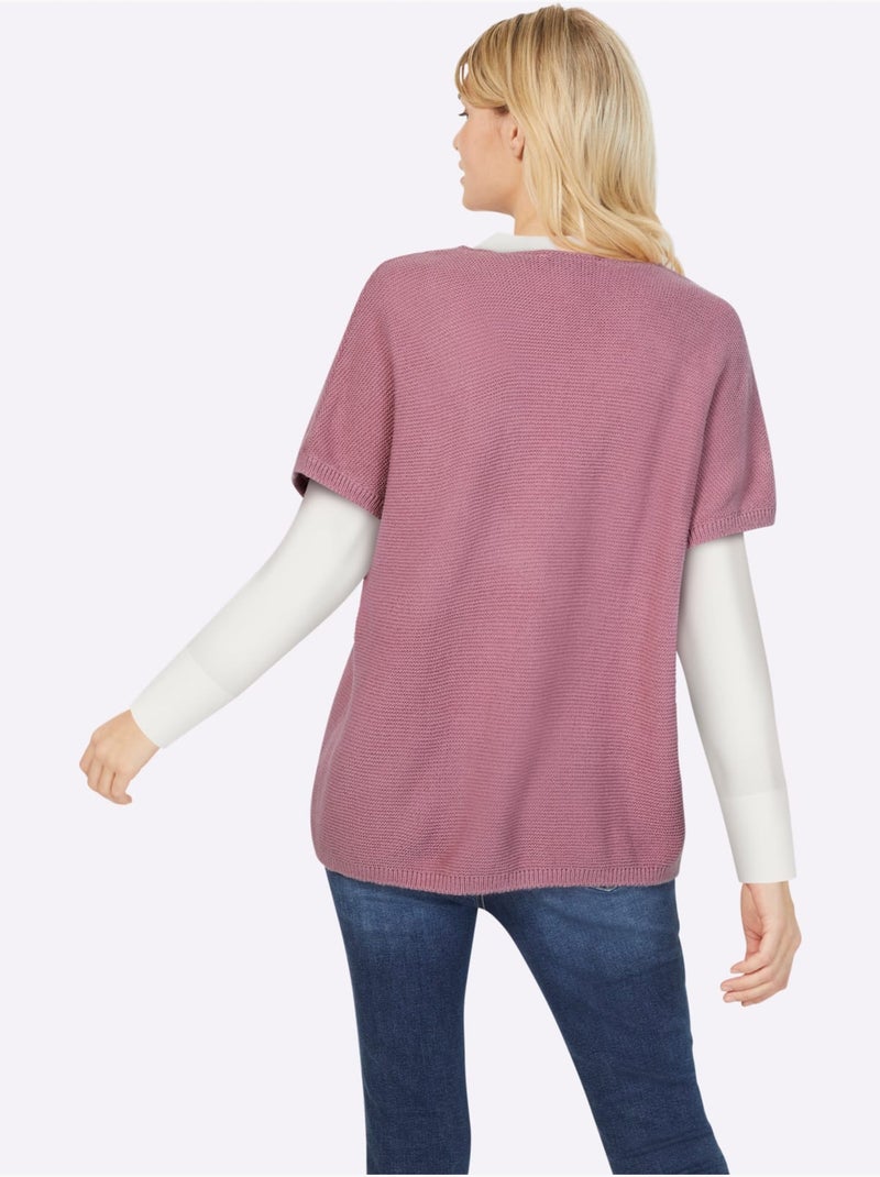 Débardeur Long Mailles à L'envers Tendance - Taille Standard - Helline Rose - Kiabi