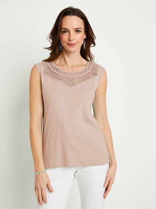 Débardeur macramé coton uni - Kiabi