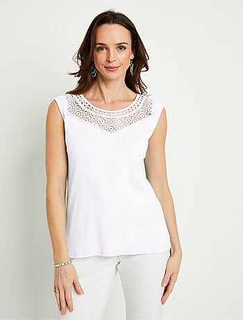 Débardeur macramé coton uni