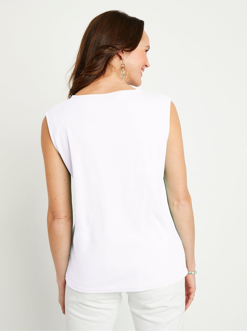 Débardeur macramé coton uni Blanc - Kiabi