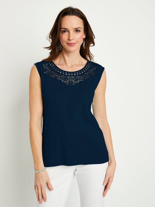 Débardeur macramé coton uni - Kiabi