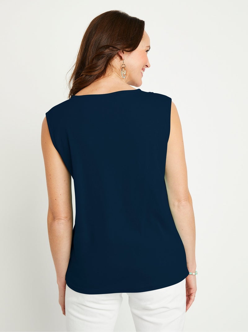 Débardeur macramé coton uni Bleu marine - Kiabi