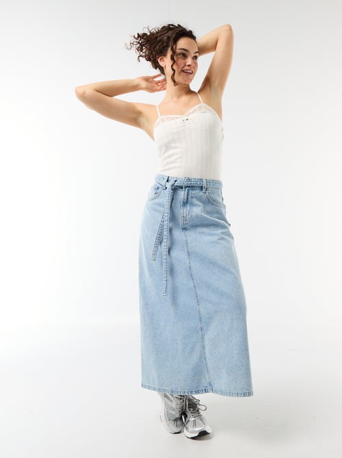 Débardeur maille pointelle et dentelle - Kiabi