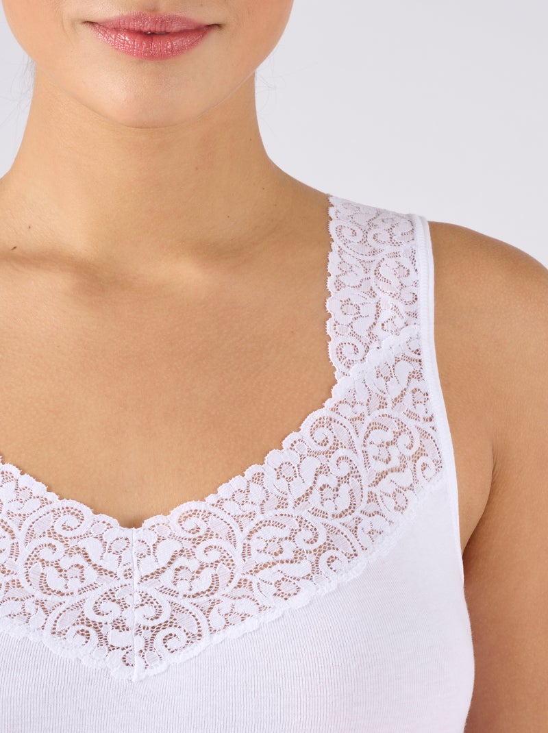 Débardeur maille pur coton peigné - Damart Blanc - Kiabi