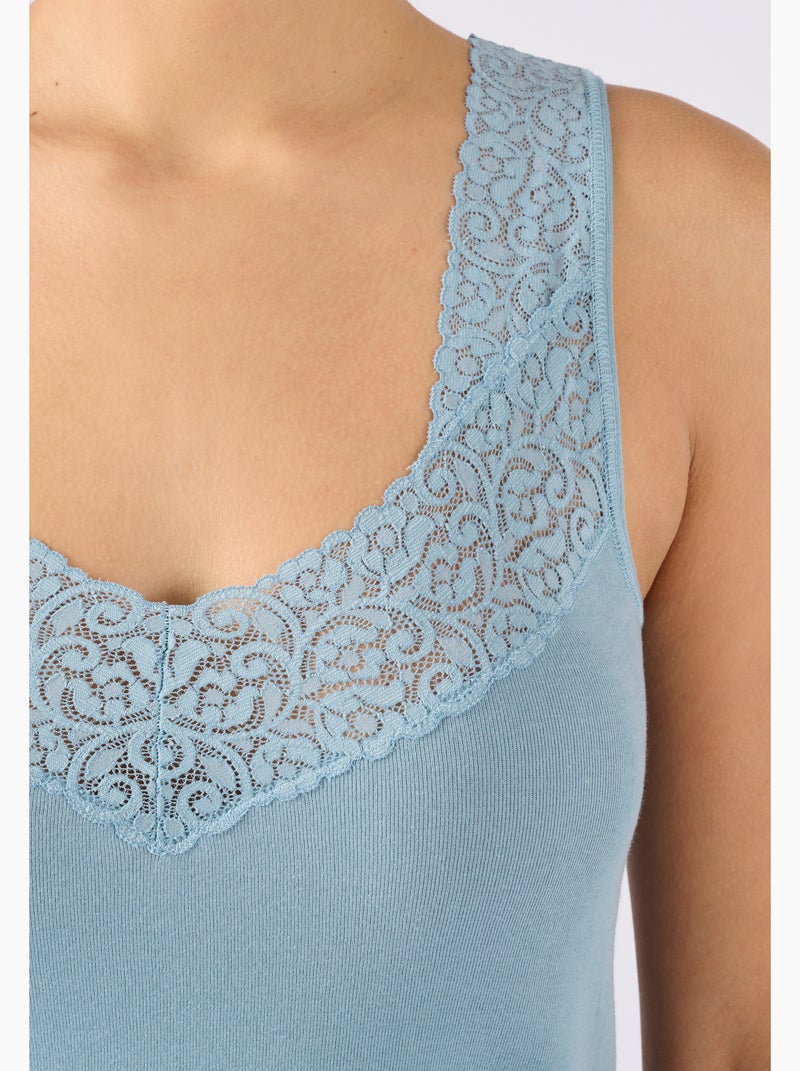Débardeur maille pur coton peigné - Damart Bleu - Kiabi