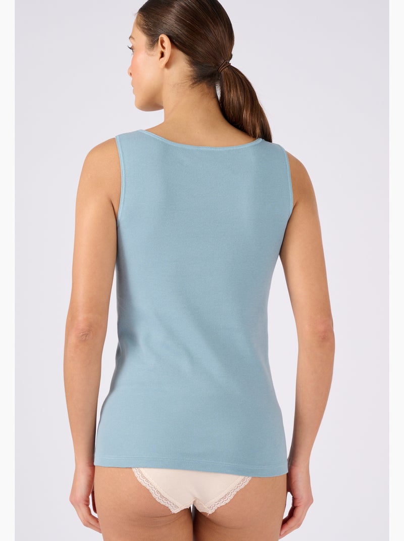 Débardeur maille pur coton peigné - Damart Bleu - Kiabi