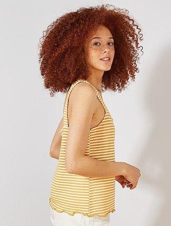 Débardeur maille rayée aspect tricot - Kiabi