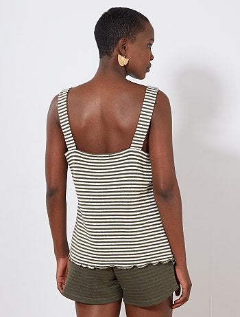 Débardeur maille rayée aspect tricot - Kiabi