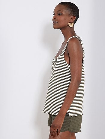 Débardeur maille rayée aspect tricot - Kiabi