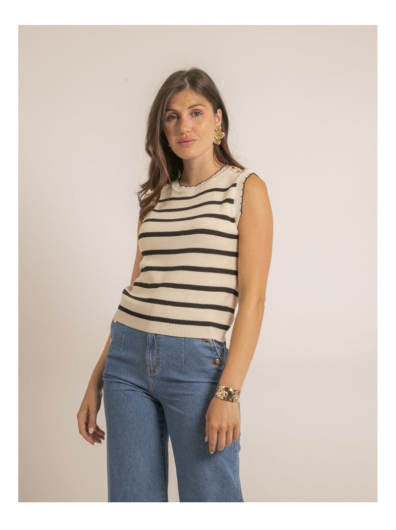 Débardeur marinière FERKINE Beige - Kiabi