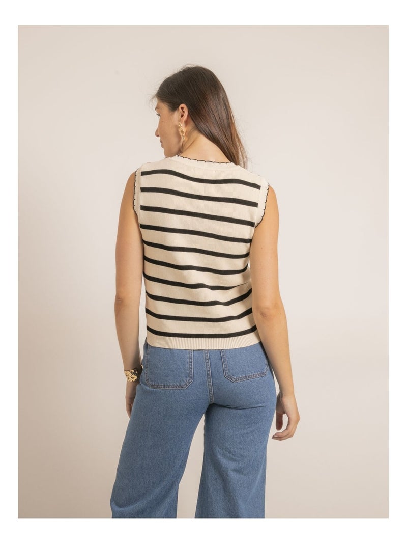 Débardeur marinière FERKINE Beige - Kiabi
