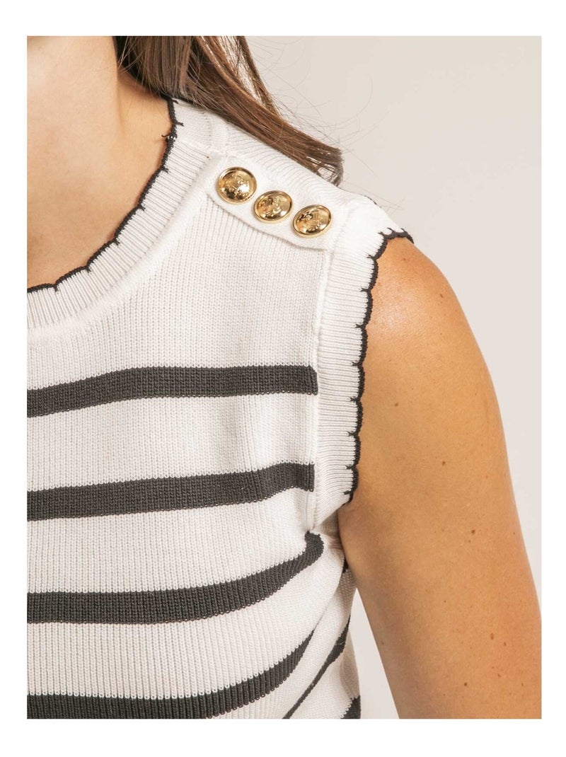 Débardeur marinière FERKINE Blanc - Kiabi