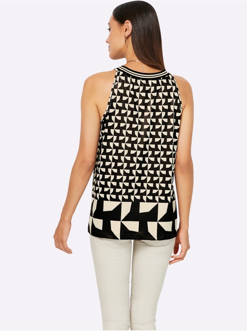 Débardeur Mélange De Motifs Tendance - Taille Standard - helline Beige/Noir - Kiabi