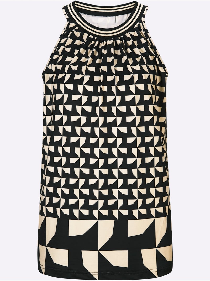 Débardeur Mélange De Motifs Tendance - Taille Standard - helline Beige/Noir - Kiabi