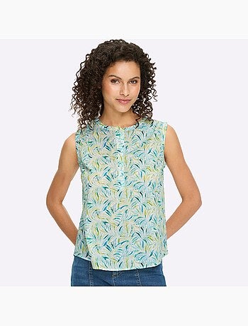 Débardeur motif feuilles tropical - taille standard - helline