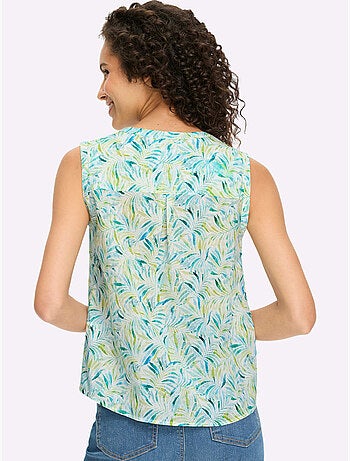 Débardeur motif feuilles tropical - taille standard - helline