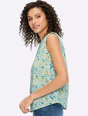 Débardeur motif feuilles tropical - taille standard - helline