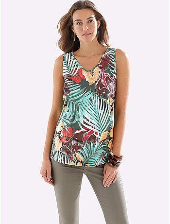 Débardeur motif floral exotique - taille standard - moda vilona