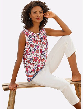 Débardeur Motif Floral Fantaisie - Taille Standard - Helline