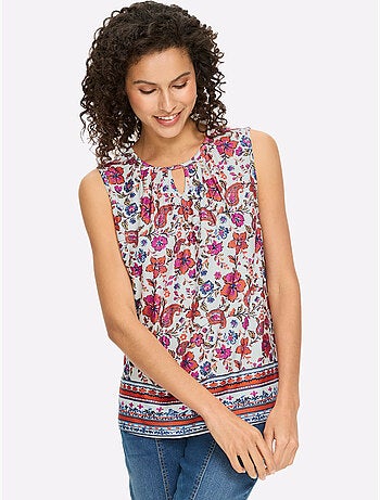 Débardeur Motif Floral Fantaisie - Taille Standard - Helline