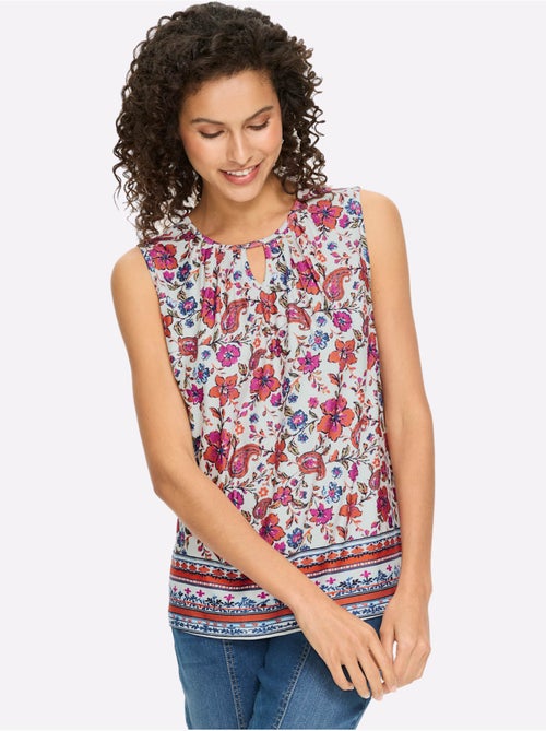 Débardeur Motif Floral Fantaisie - Taille Standard - Helline - Kiabi Débardeur Motif Floral Fantaisie - Taille Standard - Helline - Kiabi