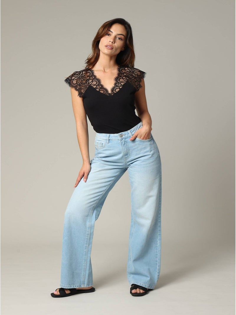 Débardeur noir dentelle  'Deeluxe' Noir - Kiabi