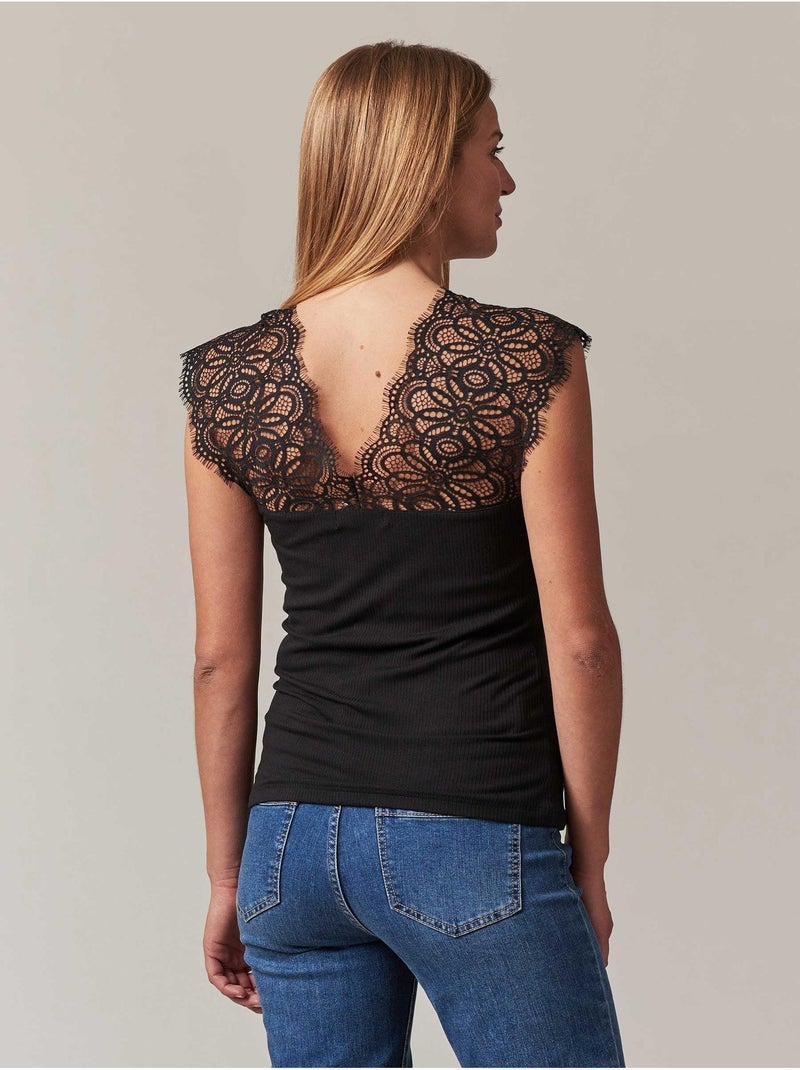 Débardeur noir dentelle  'Deeluxe' Noir - Kiabi