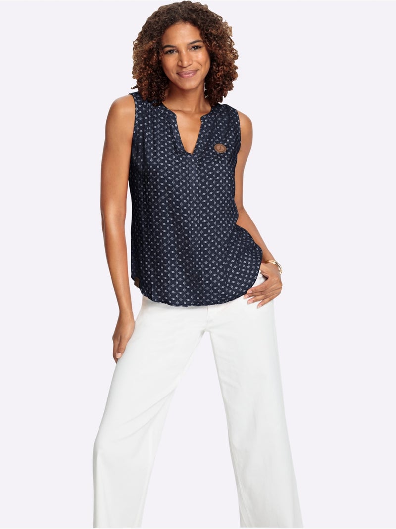 Débardeur Ourlet Légèrement Arrondi - Taille Standard - Witt Blanc Bleu marine Blanc - Kiabi