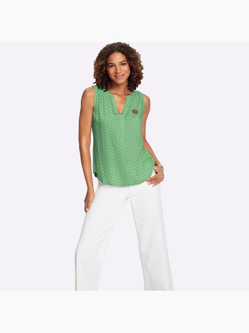 Débardeur Ourlet Légèrement Arrondi - Taille Standard - Witt Blanc Vert - Kiabi