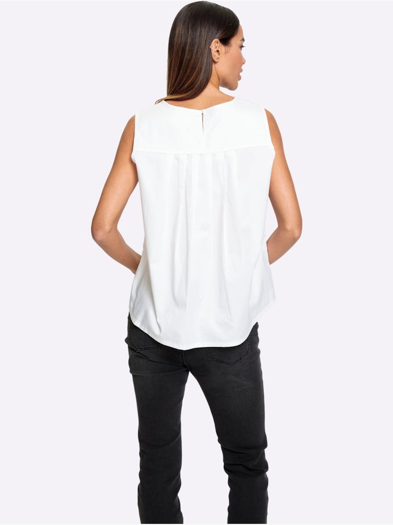Débardeur Partie Plissée Au Dos, Largeur Affinante - Taille Standard - Helline Blanc - Kiabi