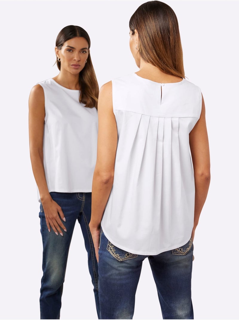 Débardeur Partie Plissée Au Dos, Largeur Affinante - Taille Standard - Helline Blanc - Kiabi