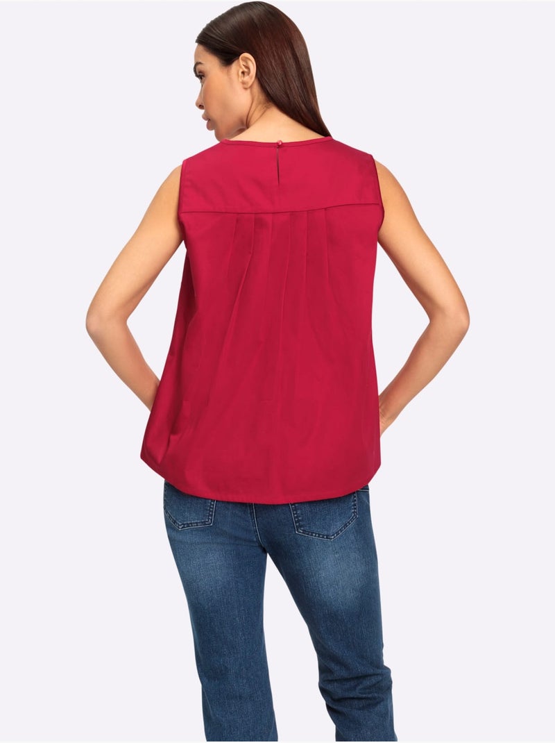 Débardeur Partie Plissée Au Dos, Largeur Affinante - Taille Standard - Helline Rouge - Kiabi