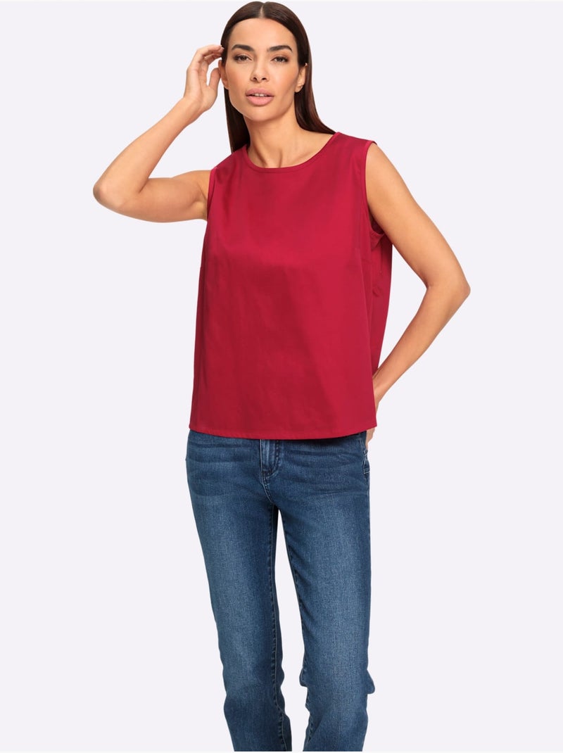 Débardeur Partie Plissée Au Dos, Largeur Affinante - Taille Standard - Helline Rouge - Kiabi