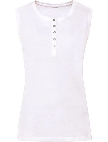 Débardeur Patte De Boutonnage Courte - Taille Standard - Moda Vilona