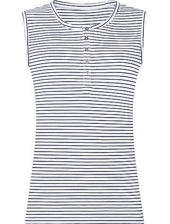 Débardeur Patte De Boutonnage Courte - Taille Standard - Moda Vilona