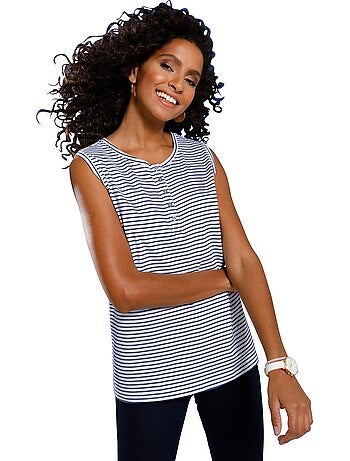 Débardeur Patte De Boutonnage Courte - Taille Standard - Moda Vilona