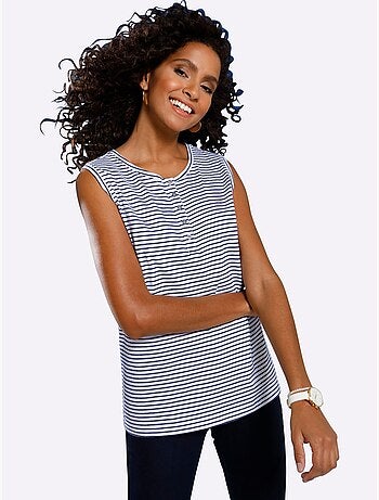 Débardeur Patte De Boutonnage Courte - Taille Standard - Moda Vilona