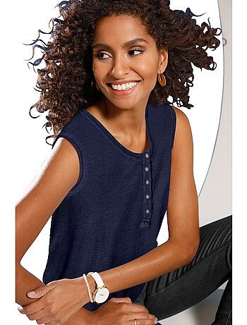 Débardeur Patte De Boutonnage Courte - Taille Standard - Moda Vilona