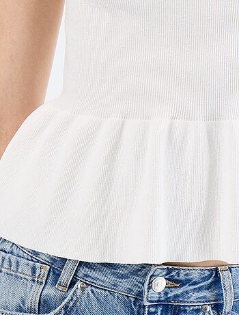 Débardeur peplum en maille côtelée