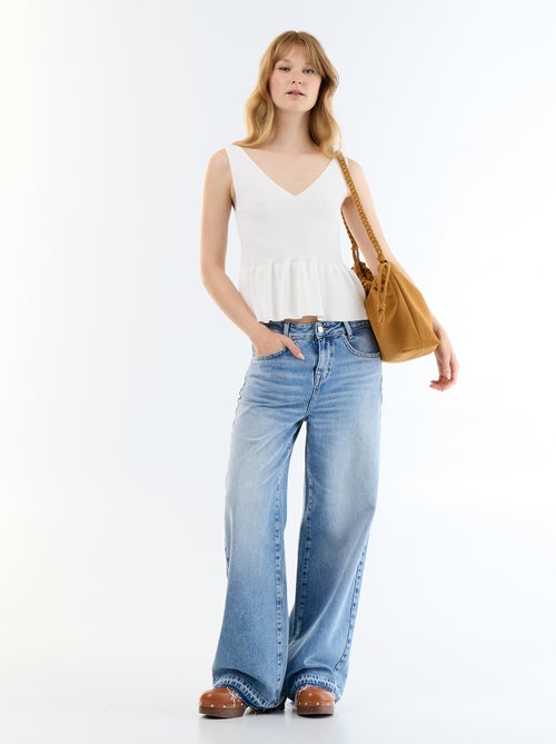 Débardeur peplum en maille côtelée - Kiabi
