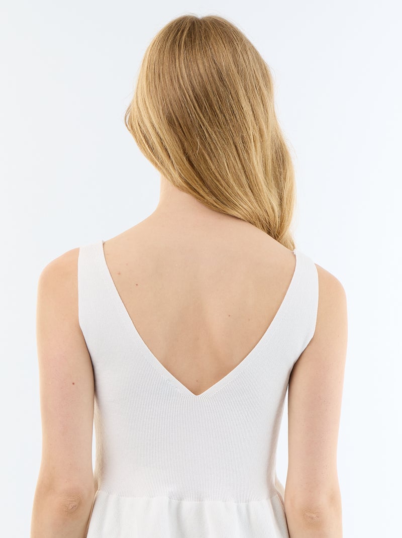 Débardeur peplum en maille côtelée Blanc - Kiabi