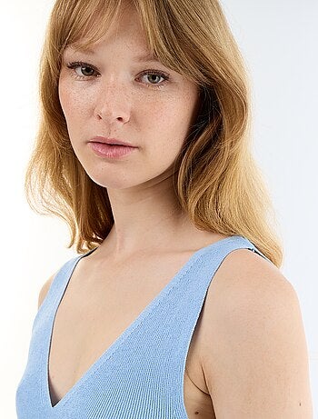Débardeur peplum en maille côtelée
